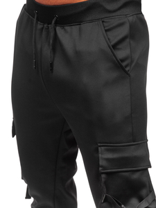 Pantaloni cargo di tuta tipo jogger da uomo neri Bolf 8K1118