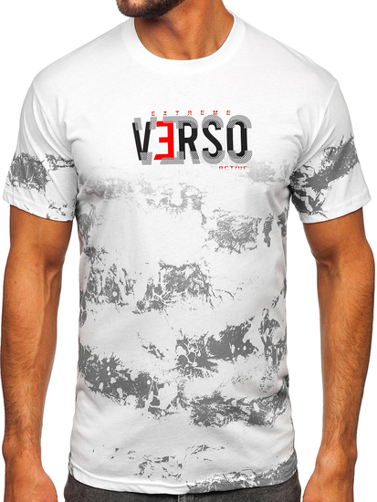 T-shirt in cotone da uomo bianca Bolf 14723