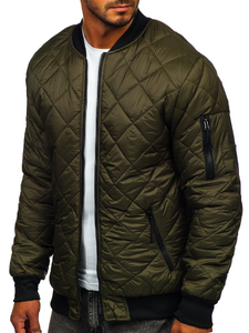 Giacca con trapuntate mezza stagione tipo bomber da uomo khaki Bolf MY-01