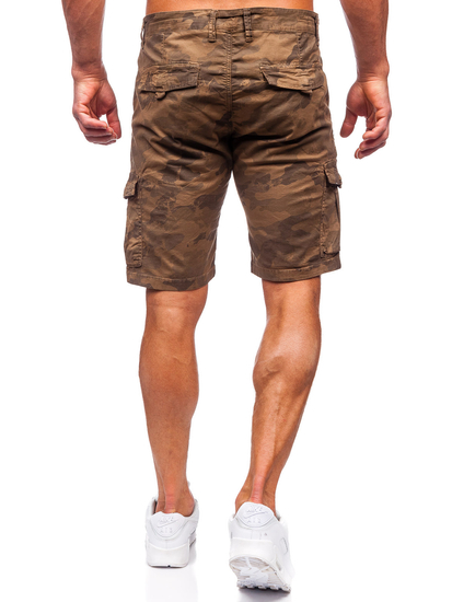 Pantaloncini cargo mimetici in tessuto da uomo marroni Bolf ZK8806