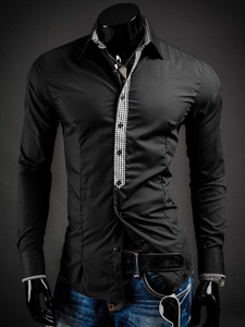 Camicia elegante da uomo a manica lunga nera Bolf 0939A