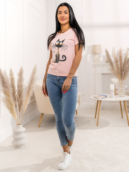 Donna T-shirt stampata Rosa Bolf 95T2515