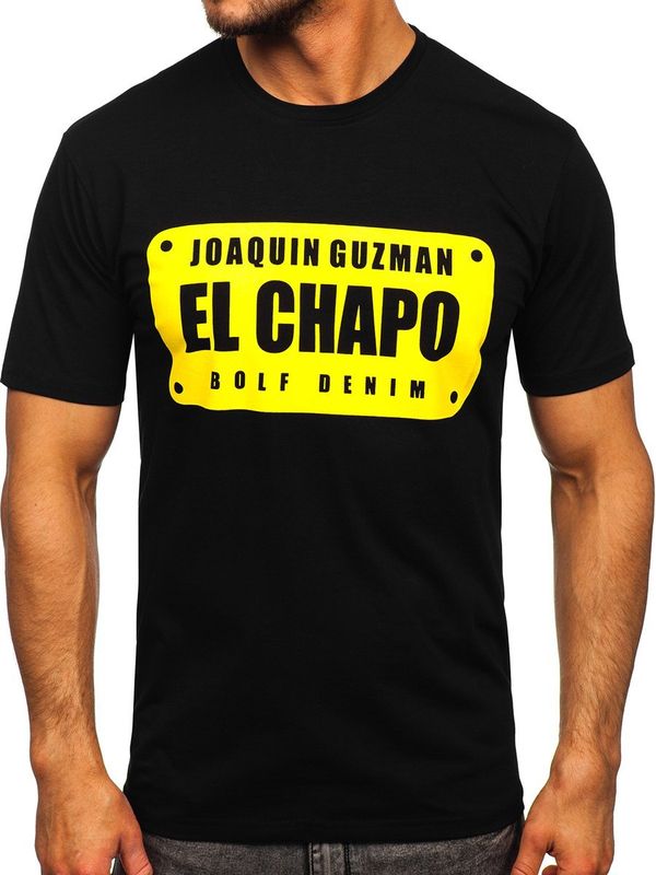 T-shirt con stampa da uomo nera Bolf 192364