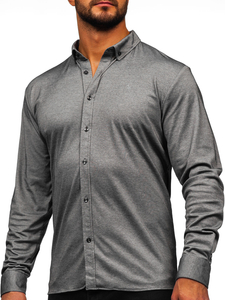 Camicia casual a manica lunga da uomo antracite Bolf 500