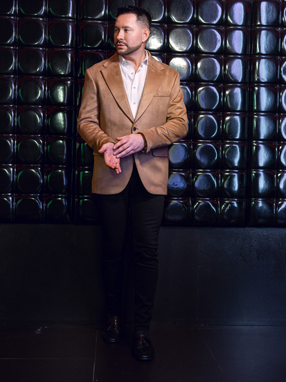 Giacca da uomo in velluto color cammello Bolf 24410