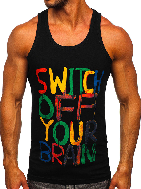 Maglietta Bodybuilding tank top con stampa nera Bolf 14837