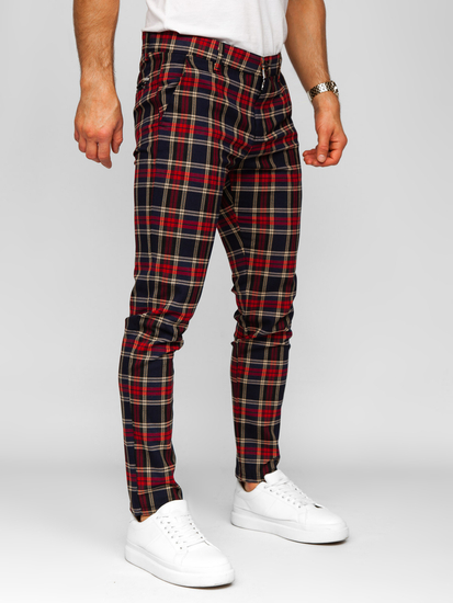 Uomo Pantaloni eleganti a quadri Blu scuro Bolf 184165