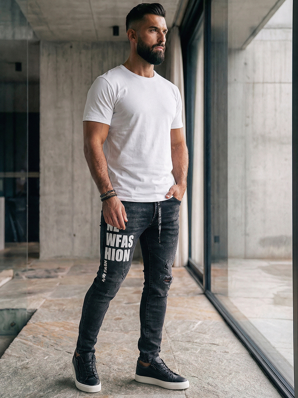 Uomo Pantaloni in jeans slim fit Nero Bolf TF277