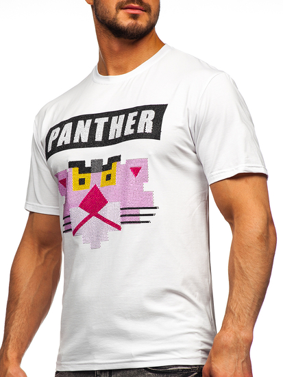 T-shirt con stampa e applicazioni da uomo bianca Bolf 192380