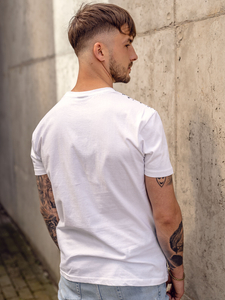 T-shirt da uomo in cotone bianco con stampa Bolf 1173A