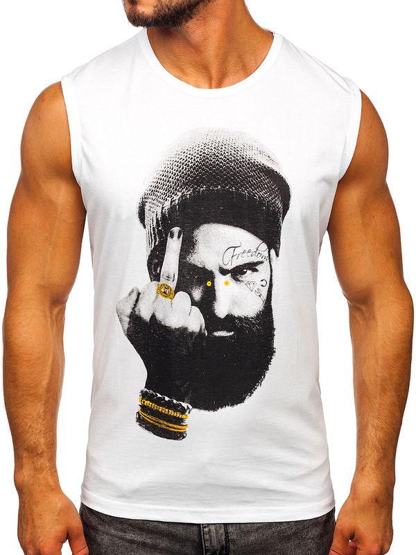 Maglietta tank top con stampa bianca Bolf 14812