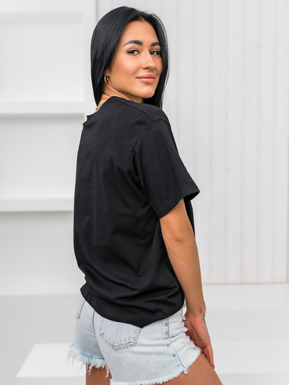 Donna T-shirt stampata Nero Bolf 96T633