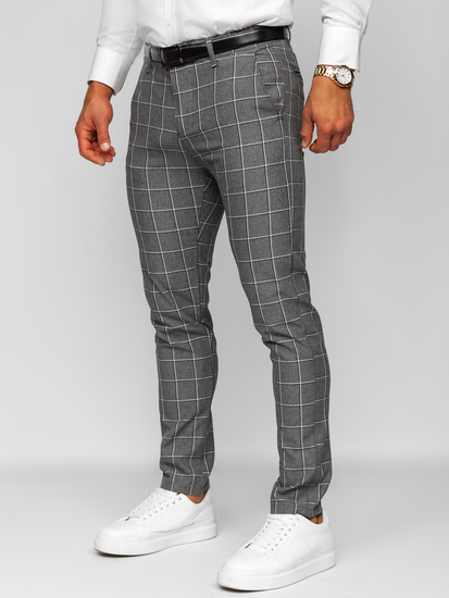 Uomo Pantaloni eleganti a quadri Antracite Bolf 0044
