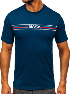 Uomo T-shirt in cotone con stampa Blu scuro Bolf 5052