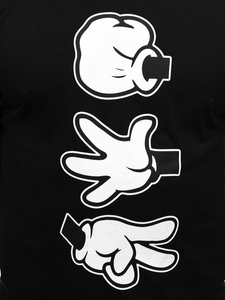 T-shirt da uomo in cotone nero con stampa Bolf KS1997