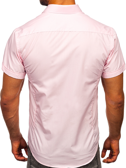Camicia elegante a manica corta da uomo rosa Bolf 7501
