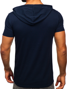 T-shirt con stampa con cappuccio da uomo blu Bolf 8T978