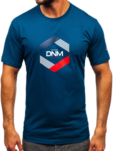 Uomo T-shirt in cotone con stampa Blu scuro Bolf 14741