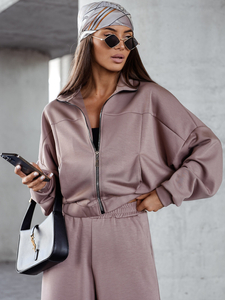 Completo due pezzi da donna Tuta con zip burro cappuccino Bolf 821109