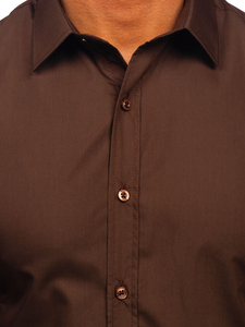 Camicia elegante da uomo marrone a maniche lunghe Bolf 1703
