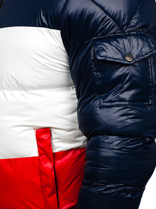 Giubbotto invernale trapuntato da uomo blu-rosso Bolf 6593