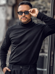 Maglia dolcevita basic da uomo in cotone nera Bolf 535A