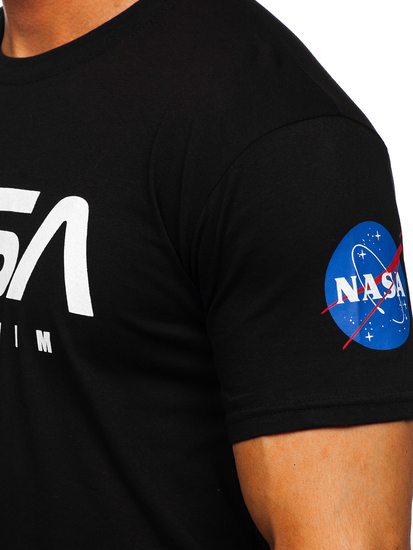 T-shirt in cotone con stampa da uomo nera Bolf 14401