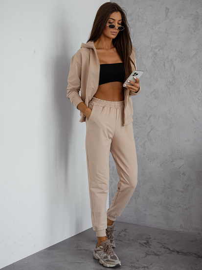 Tuta da donna due pezzi con cappuccio Beige Bolf 821110