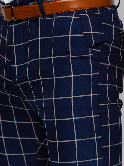 Uomo Pantaloni chino a quadri Blu scuro Bolf 0038