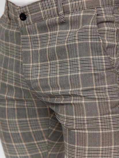 Uomo Pantaloni eleganti a quadri Beige Bolf 184171