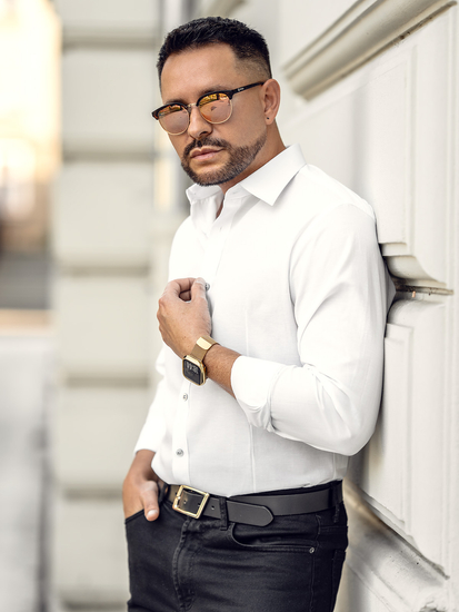 Camicia elegante da uomo a maniche lunghe bianca Bolf 1703A2