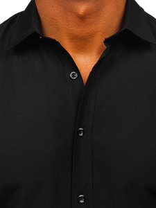 Camicia elegante a manica corta da uomo nera Bolf 7501