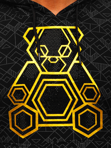 Felpa con applicazione di zirconi con cappuccio da uomo nera Bolf HM566