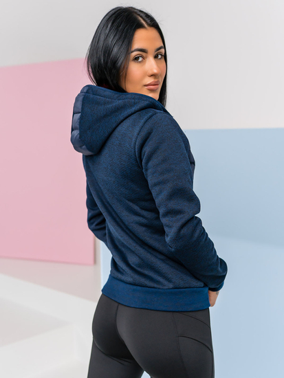 Felpa trapuntata con cappuccio da donna blu navy Bolf KSW4001