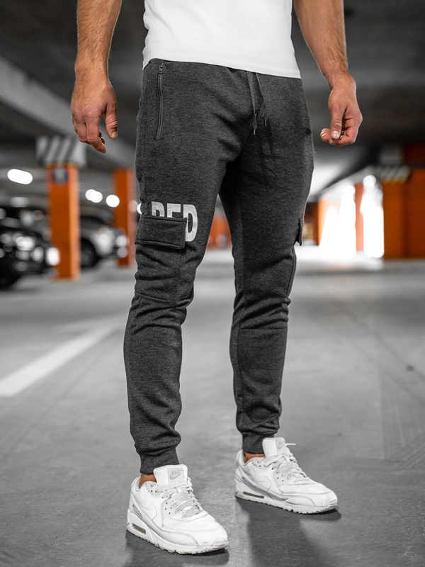 Pantaloni jogger tipo cargo da uomo grafite Bolf HW2176