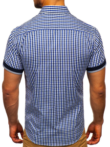 Camicia a scacchi a manica corta da uomo bluette Bolf 4510