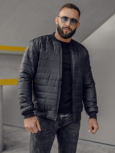 Giacca bomber trapuntata da uomo nera Bolf MY-02A2