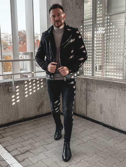 Giacca tipo aviatore mezza stagione da uomo nera 79M15501