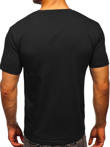 T-shirt da uomo in cotone nero senza stampa Bolf 192397