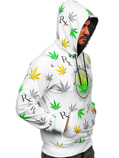 Felpa con cappuccio con stampa da uomo bianca Bolf HM612