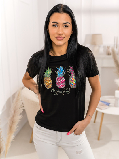 Donna T-shirt stampata Nero Bolf 95T2522