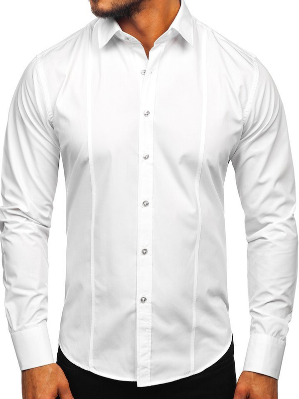 Uomo Camicia elegante a maniche lunghe Bianco Bolf 6944