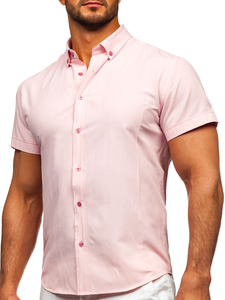 Uomo Camicia elegante a maniche corte Rosa Bolf 7501G