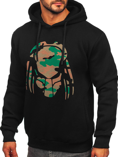 Felpa con cappuccio e stampa da uomo nero Bolf 147048