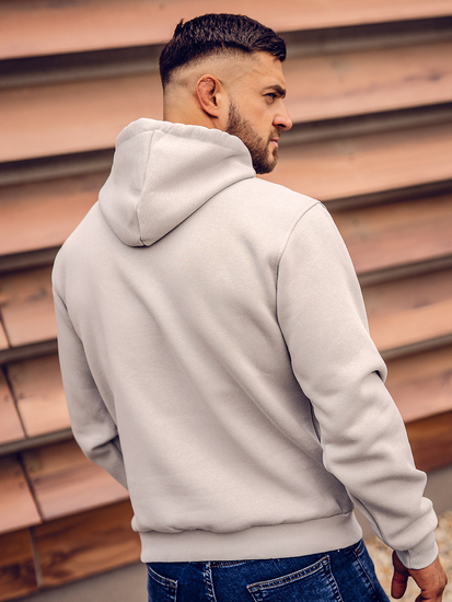 Felpa con cappuccio a canguro da uomo grigio Bolf 1004