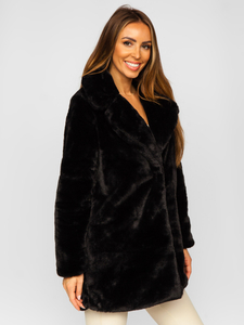 Cappotto in finto montone da donna nero Bolf 21131