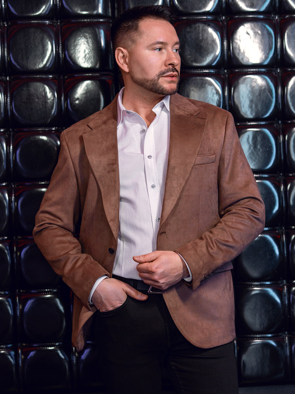 Giacca da uomo in velluto marrone Bolf 24410