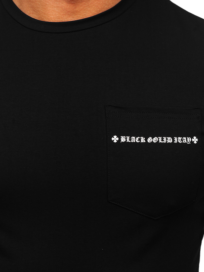 T-shirt con tasca con stampa da uomo nera Bolf MT3044