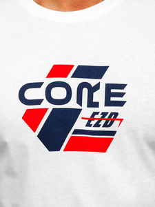 T-shirt in cotone con stampa da uomo bianca Bolf 14782