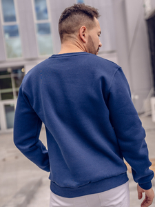 Felpa spessa senza cappuccio da uomo indaco Bolf 2001A